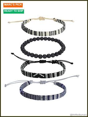 Handmade Adjustable Braided Beach Bracelet Set for Men and Women Boho Surfer